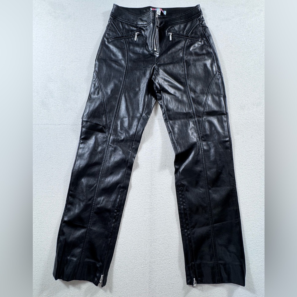 Urban Outfitters Olivia Faux Leather Moto Pants Size 2 | Black | Ankle Zip | Y2k